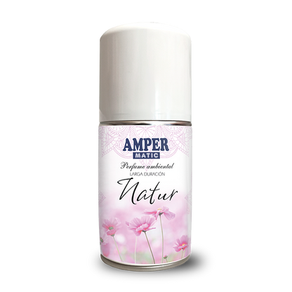 Ambientador en aerosol AMPER MATIC aroma Natur de 250 ml para difusor automático o de uso manual