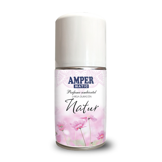 Ambientador en aerosol AMPER MATIC aroma Natur de 250 ml para difusor automático o de uso manual