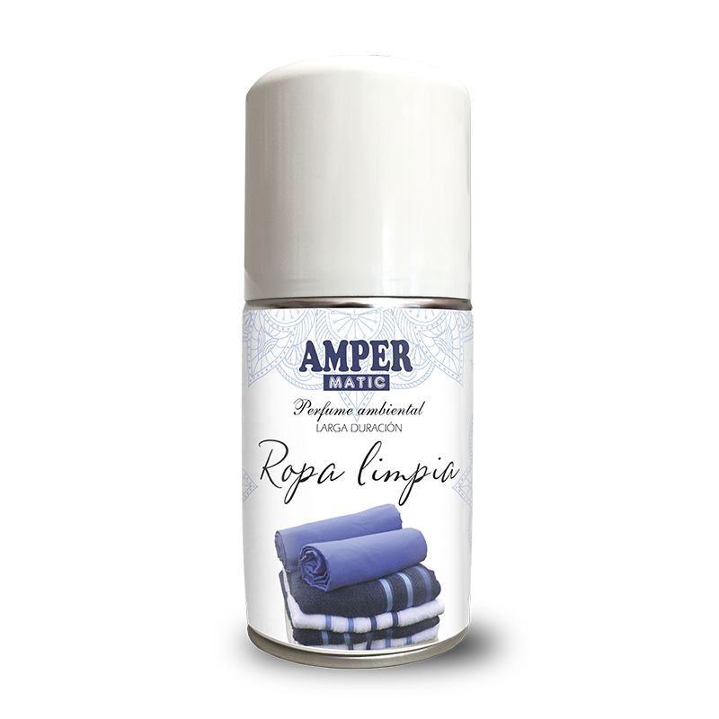 Ambientador en aerosol AMPER MATIC aroma Ropa Limpia de 250 ml para difusor automático