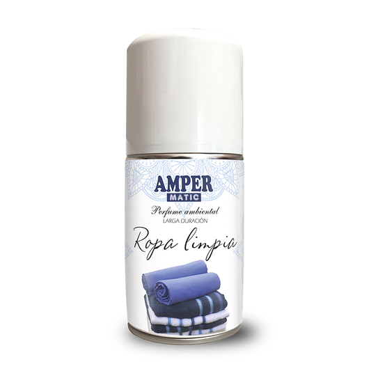 Ambientador en aerosol AMPER MATIC aroma Ropa Limpia de 250 ml para difusor automático
