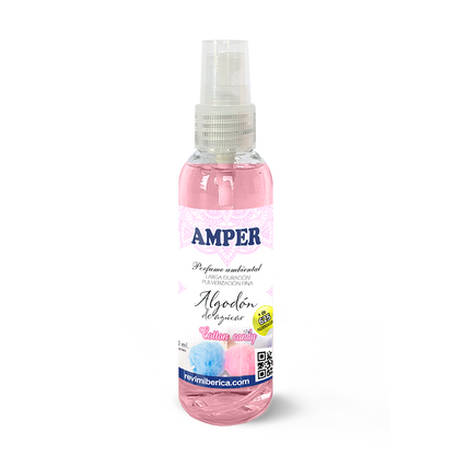 Ambientador de algodón de azúcar AMPER con aroma dulce, suave y duradero.

