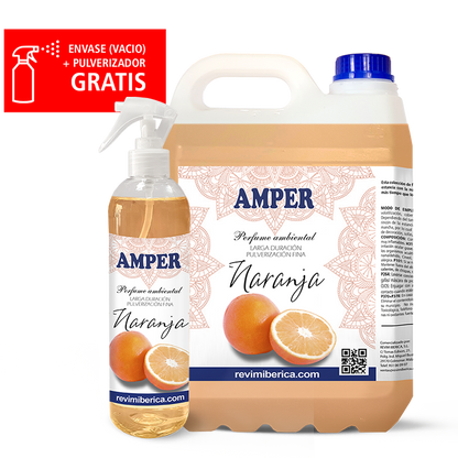 El ambientador de naranja AMPER estimula, refresca y perfuma con esencias cítricas. Úsalo en casa, coche, ropa o durante yoga. Formato hasta 5 litros. Aroma permanente.

