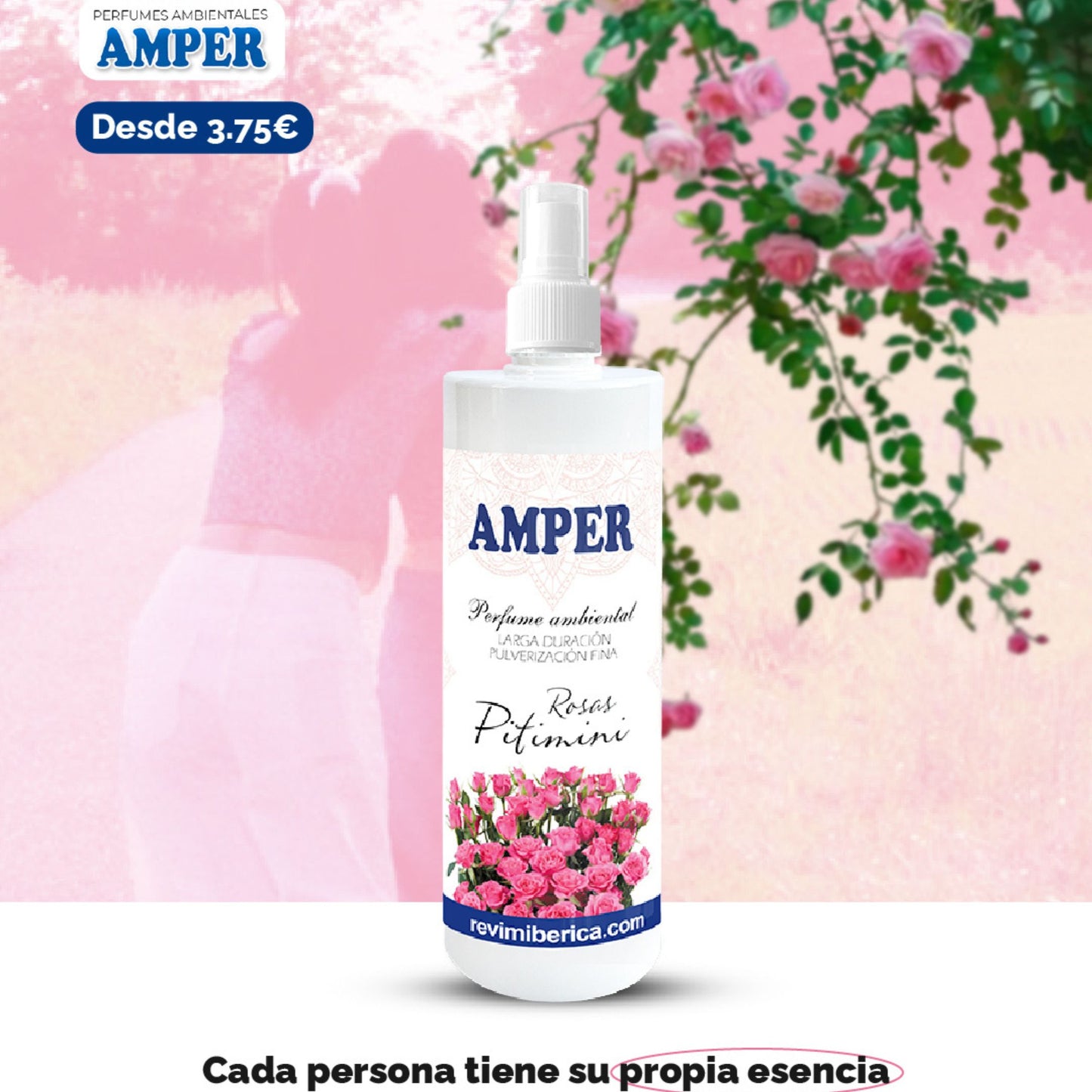 ambientador de larga duracion y pulverizacion con olor a rosas pitimini de color rosado