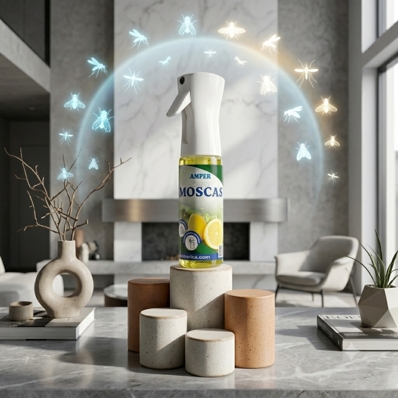 Ambientador Barrera de Moscas y Mosquitos Aroma Limón con Pulverizador Flairosol Original | Bruma Continua y Frescura Duradera