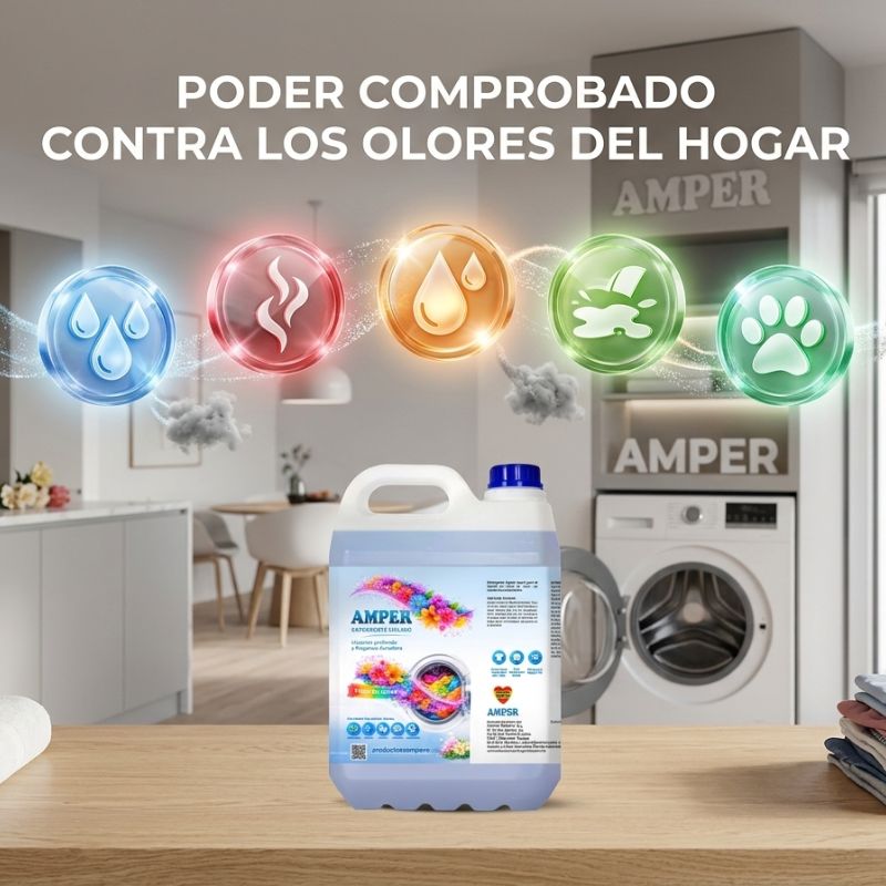 Pack detergente ropa color + suavizante 5L – Limpieza y aroma duradero | AMPER
