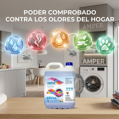 Pack detergente ropa color + suavizante 5L – Limpieza y aroma duradero | AMPER