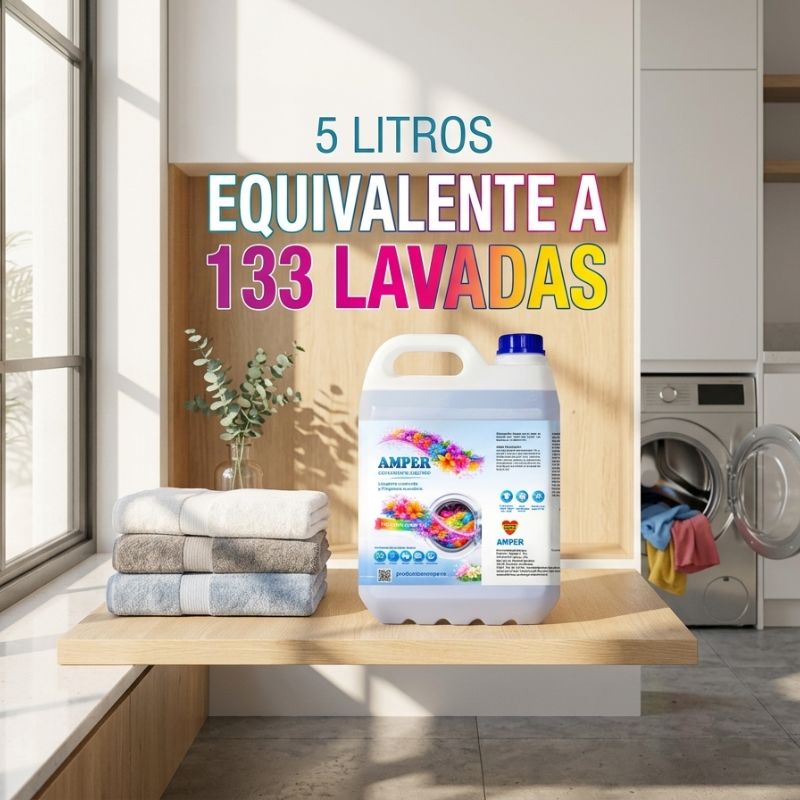 Pack detergente ropa color + suavizante 5L – Limpieza y aroma duradero | AMPER