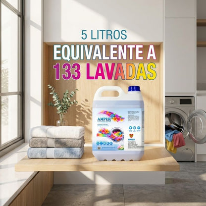 Pack detergente ropa color + suavizante 5L – Limpieza y aroma duradero | AMPER