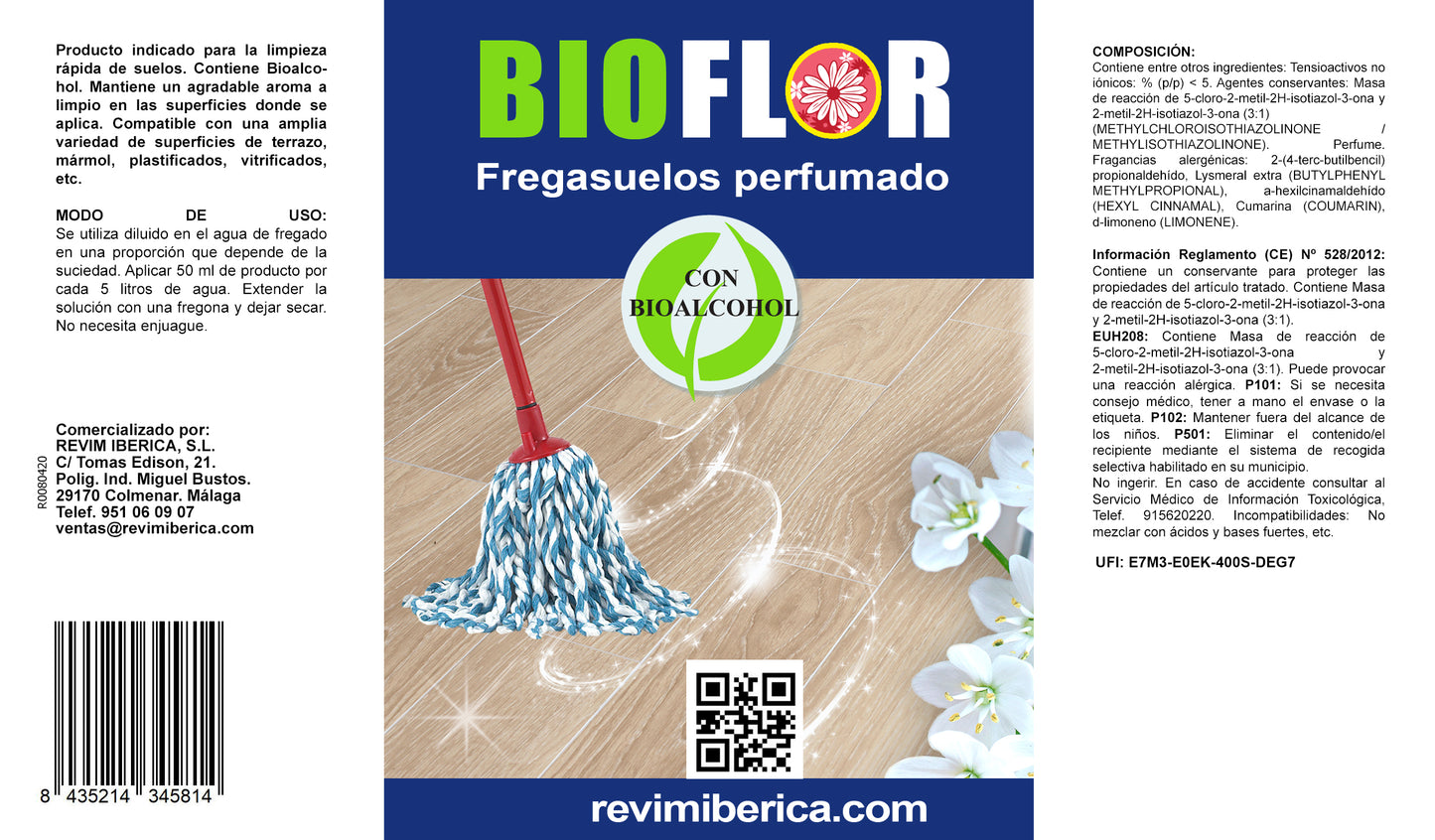 BIOFLOR. Fregasuelos perfumado con Bioalcohol