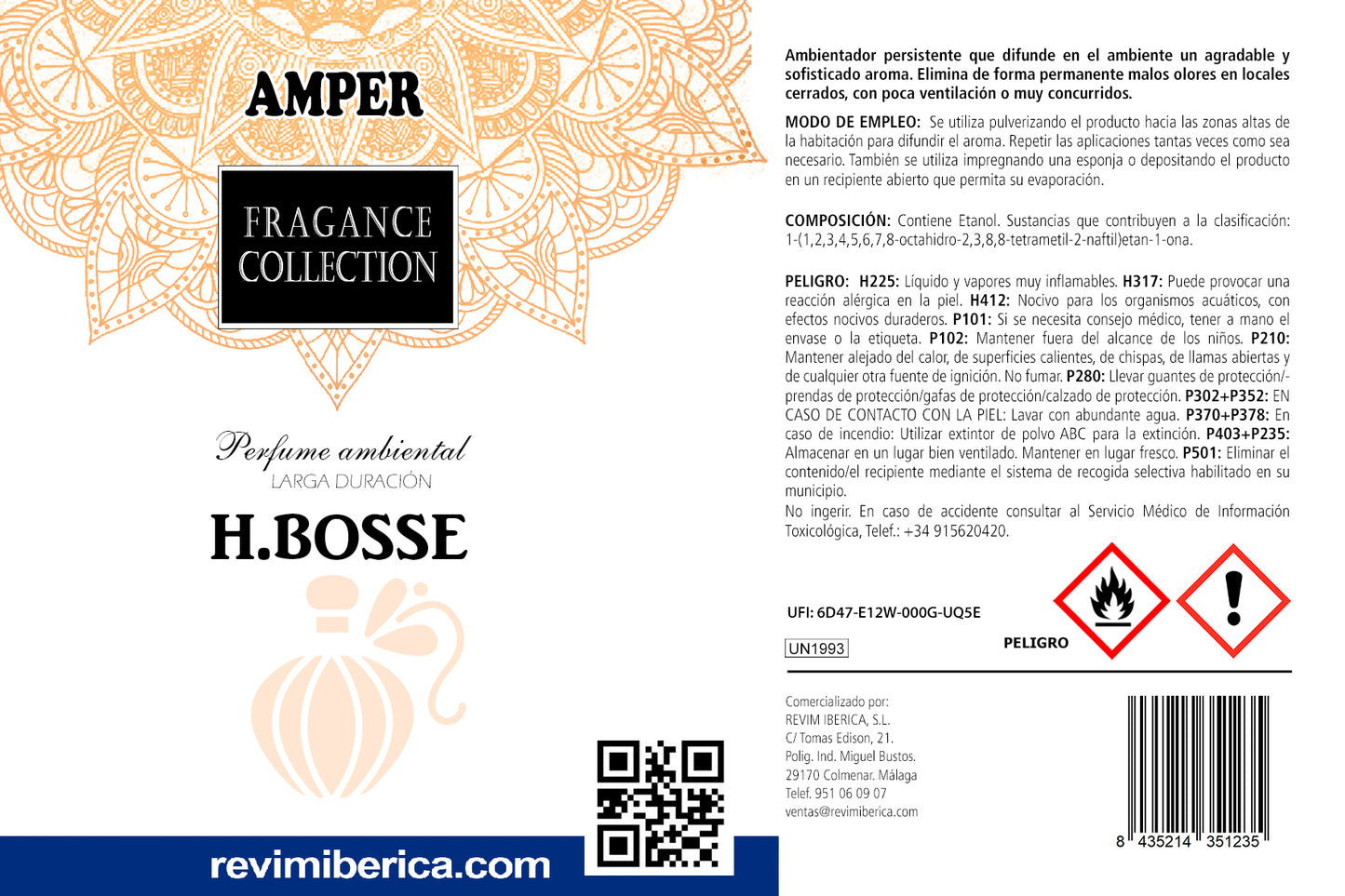 Amper H.Bosse. Perfume Ambiental Alta calidad (250 ml)