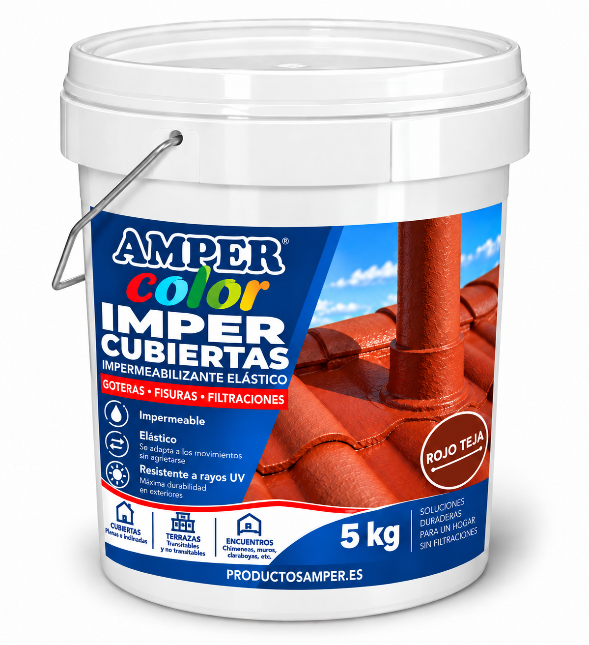 Imper Cubiertas Blanca – Pintura de 5kg Caucho Acrílico Impermeabilizante para Terrazas, Cubiertas y Azoteas