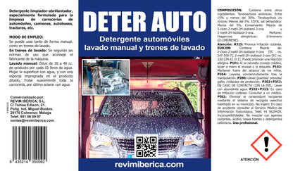 DETER AUTO. Detergente especial para coches para lavado manual y trenes de lavado