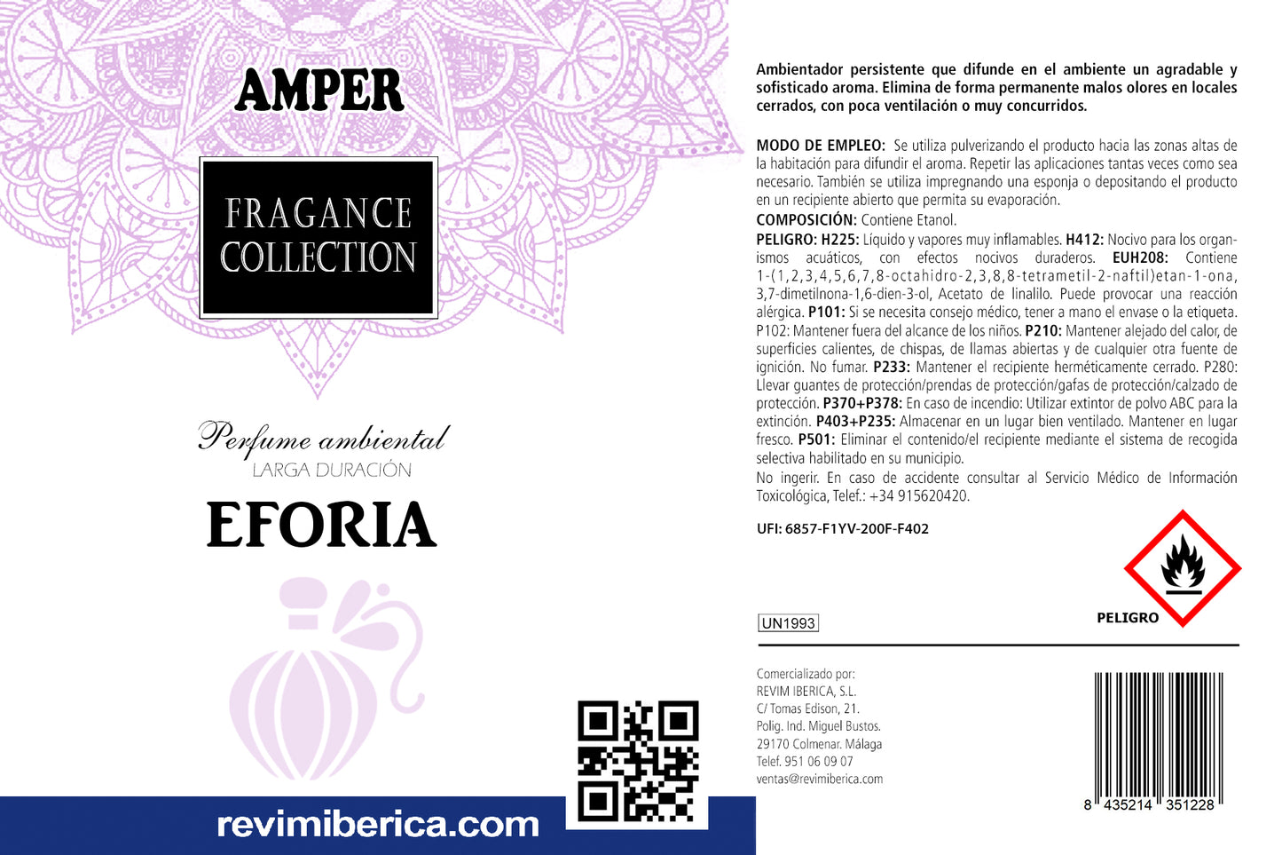Amper Eforia. Perfume Ambiental Alta calidad (250 ml)