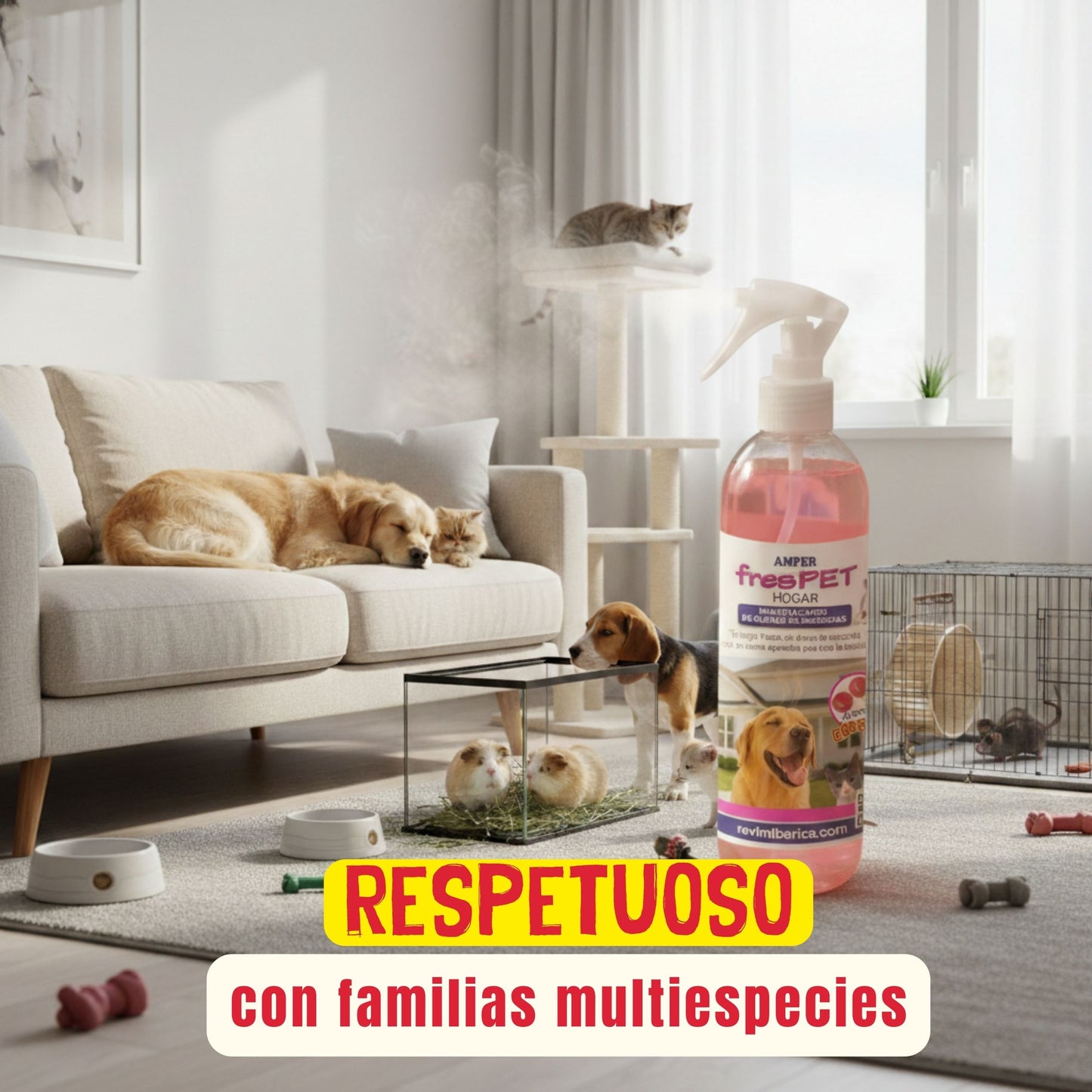 Neutralizador de olores de mascotas FresPET Hogar en spray para perros, gatos, conejos y hámsters