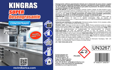 SUPER DESENGRASANTE para cocinas. Desengrasante para baños y talleres KINGRAS