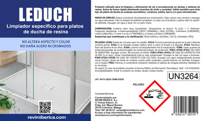 LEDUCH. Limpiador para platos de ducha de resina y superficies esmaltadas. Desoxidante para Baños.