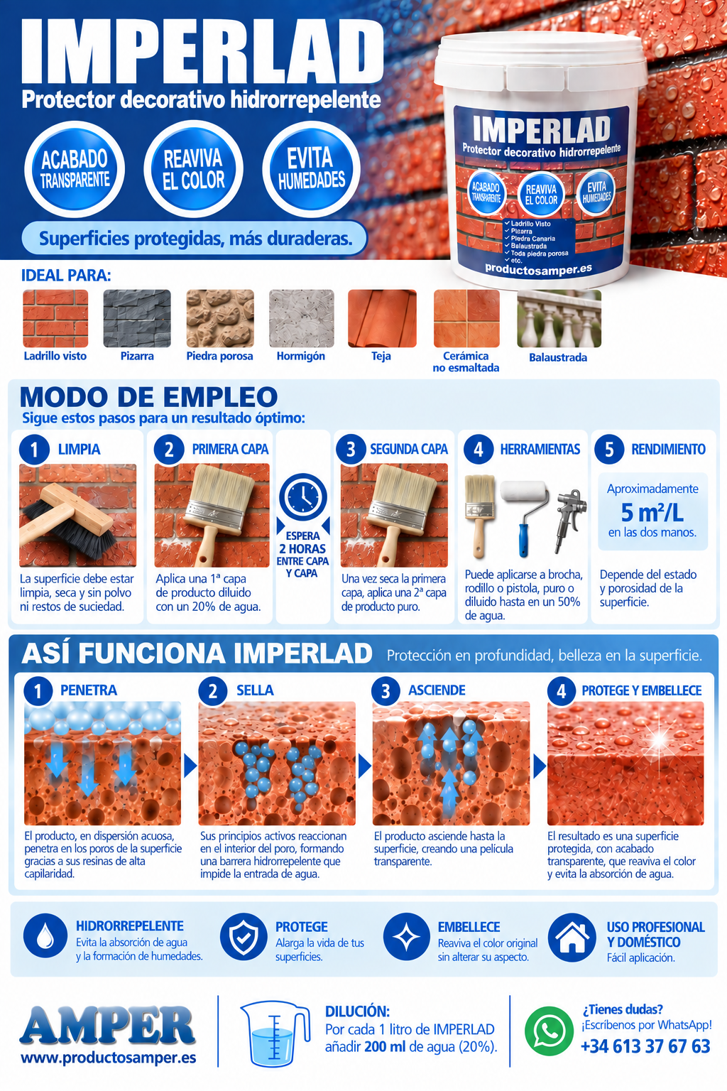 instrucciones paso a paso para que una piedra, ladrillo o pizarra sea hidrorepelente