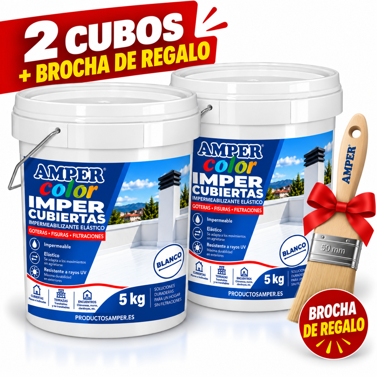 Imper Cubiertas Blanca – Pintura de 5kg Caucho Acrílico Impermeabilizante para Terrazas, Cubiertas y Azoteas