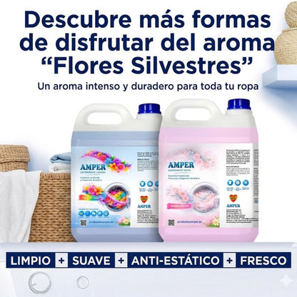 Pack detergente ropa color + suavizante 5L – Limpieza y aroma duradero | AMPER