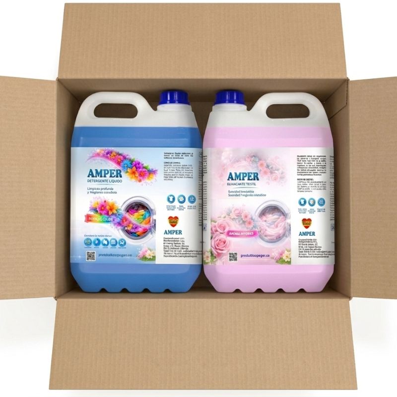Pack detergente ropa color + suavizante 5L – Limpieza y aroma duradero | AMPER