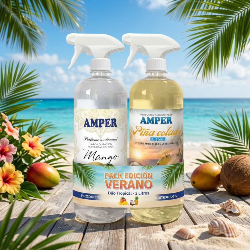 Pack 2 Ambientadores Tropicales MAGO COLADA 2 Litros | Piña Colada y Mango | Fabricados en España