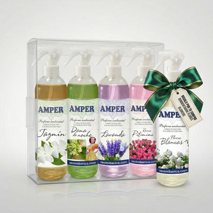 Pack ambientadores de primavera AMPER (4 + 1 GRATIS) – Aromas florales duraderos y concentrados