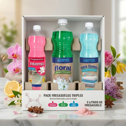 Pack Triplex Fregasuelos 3x1L – Intenso, Floral y Ropa Limpia | Concentrado, pH Neutro y Larga Duración