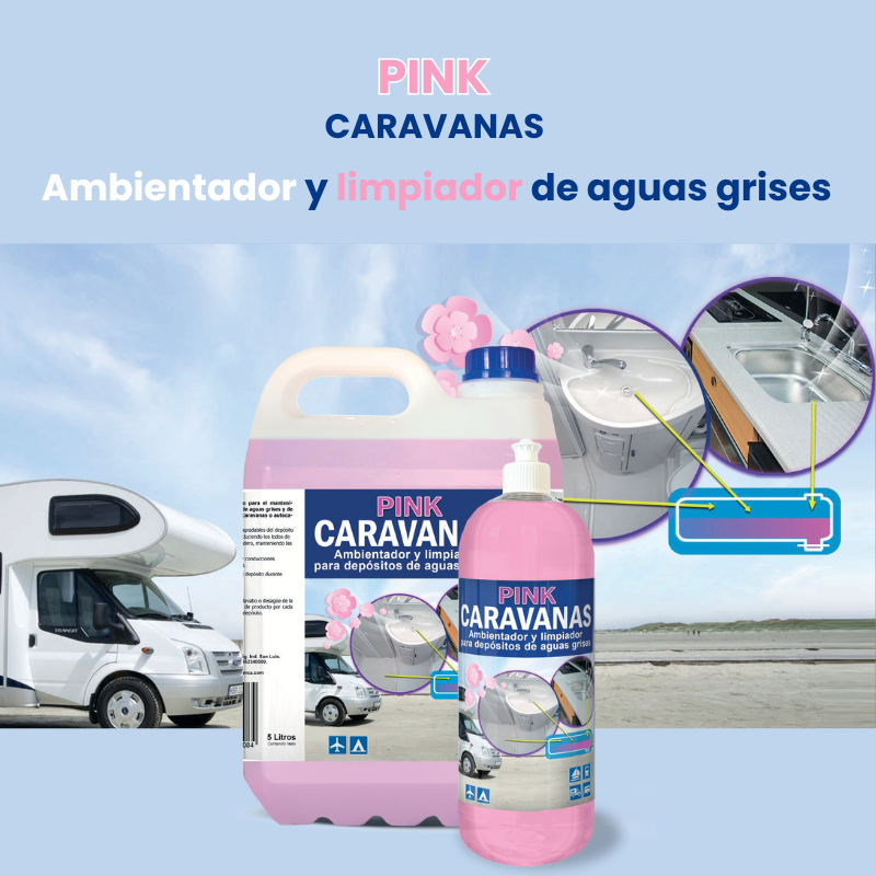 Aditivo Ambientador para Depósitos de Aguas Grises | Autocaravanas y furgonetas camper Limpias y Sin Olores. PINK CARAVANAS
