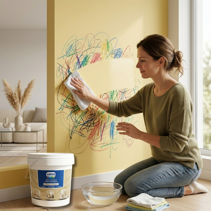 Pintura amarillo mantequilla lavable para paredes anti suciedad anti rallones
