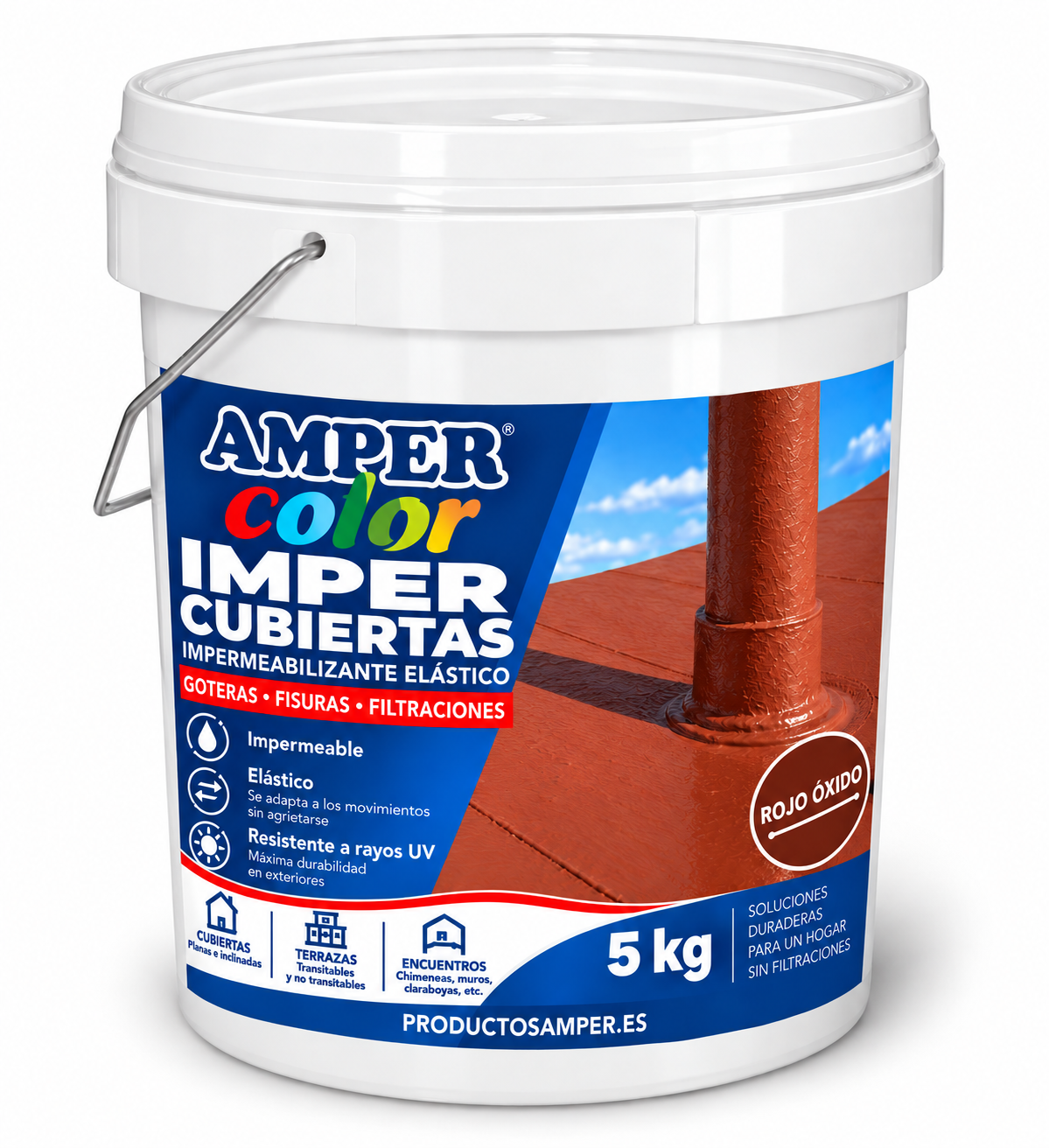 Imper Cubiertas Blanca – Pintura de 5kg Caucho Acrílico Impermeabilizante para Terrazas, Cubiertas y Azoteas