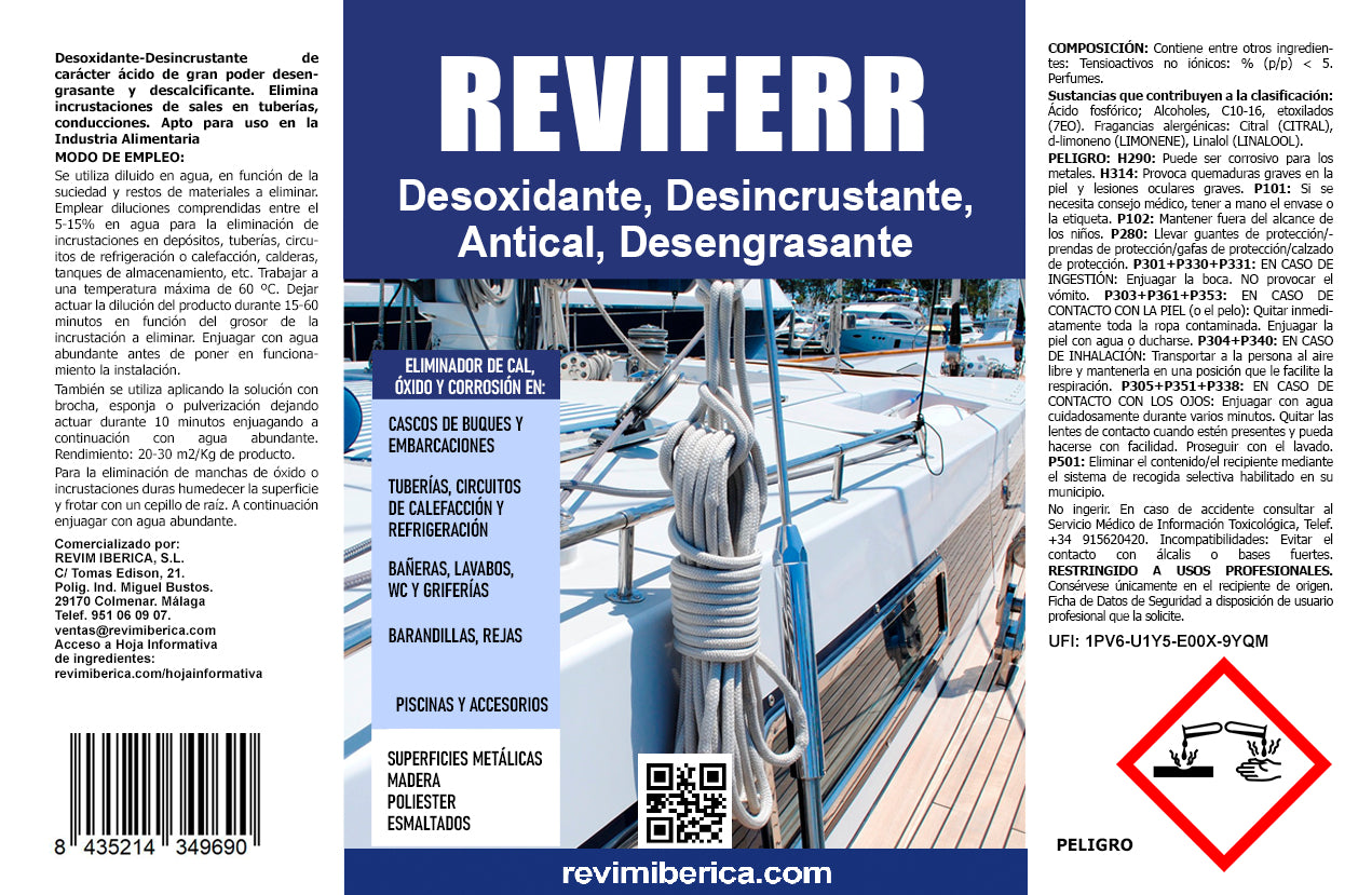 REVIFERR. Desoxidante, Desincrustante, Antical y Desengrasante