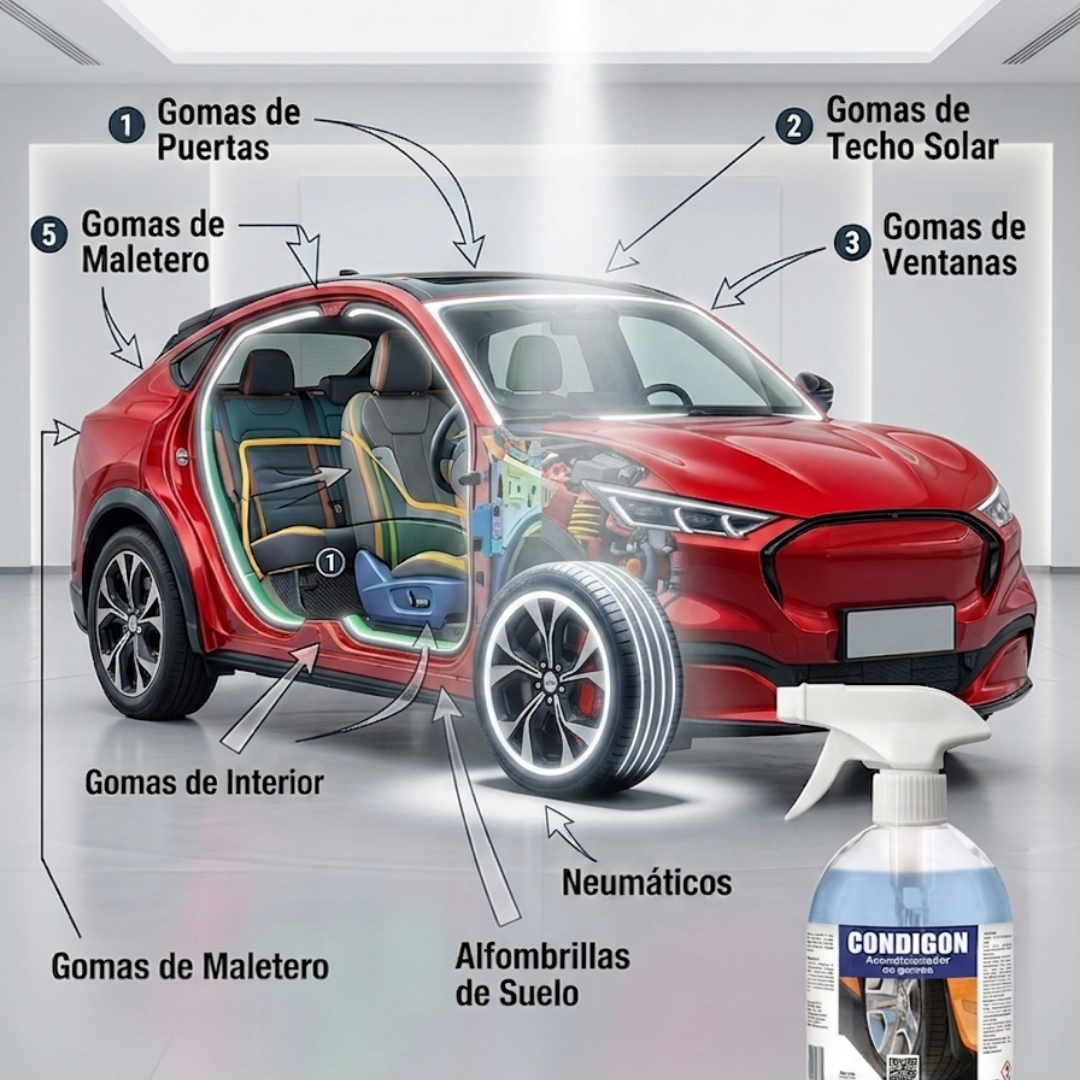 CONDIGON | Renovador de Neumáticos y Gomas | Acabado Negro Natural y Protección Profesional | Sin aceites | Resultados duraderos
