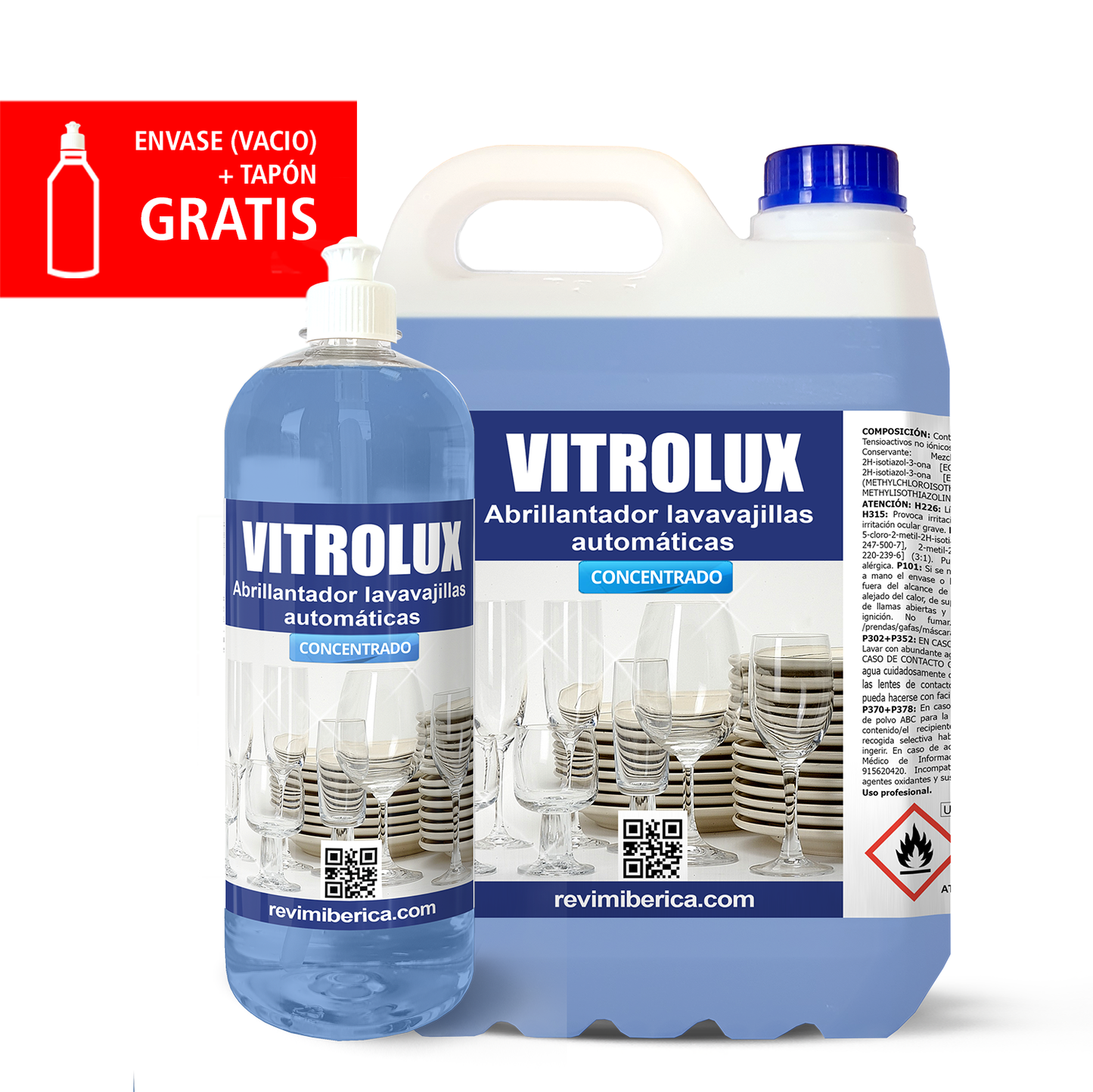 VITROLUX - Abrillantador de vajillas concentrado para máquinas automáticas.
